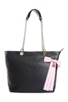Pink Leather Shoulder Bag with Detachable Panda Purse