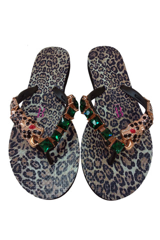 Jewel Leopard Rhinestone Black High Heels