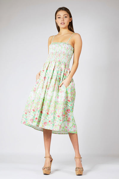 knee length dresses for ladies The Aspen Floral Smocked Midi Dress