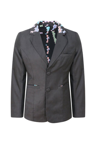 Adrian Schachter Pink and Grey Velvet Tracksuit Jacket