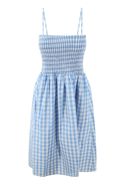 gingham midi smock dress Rich Fashion Smocked Gingham Midi Dress