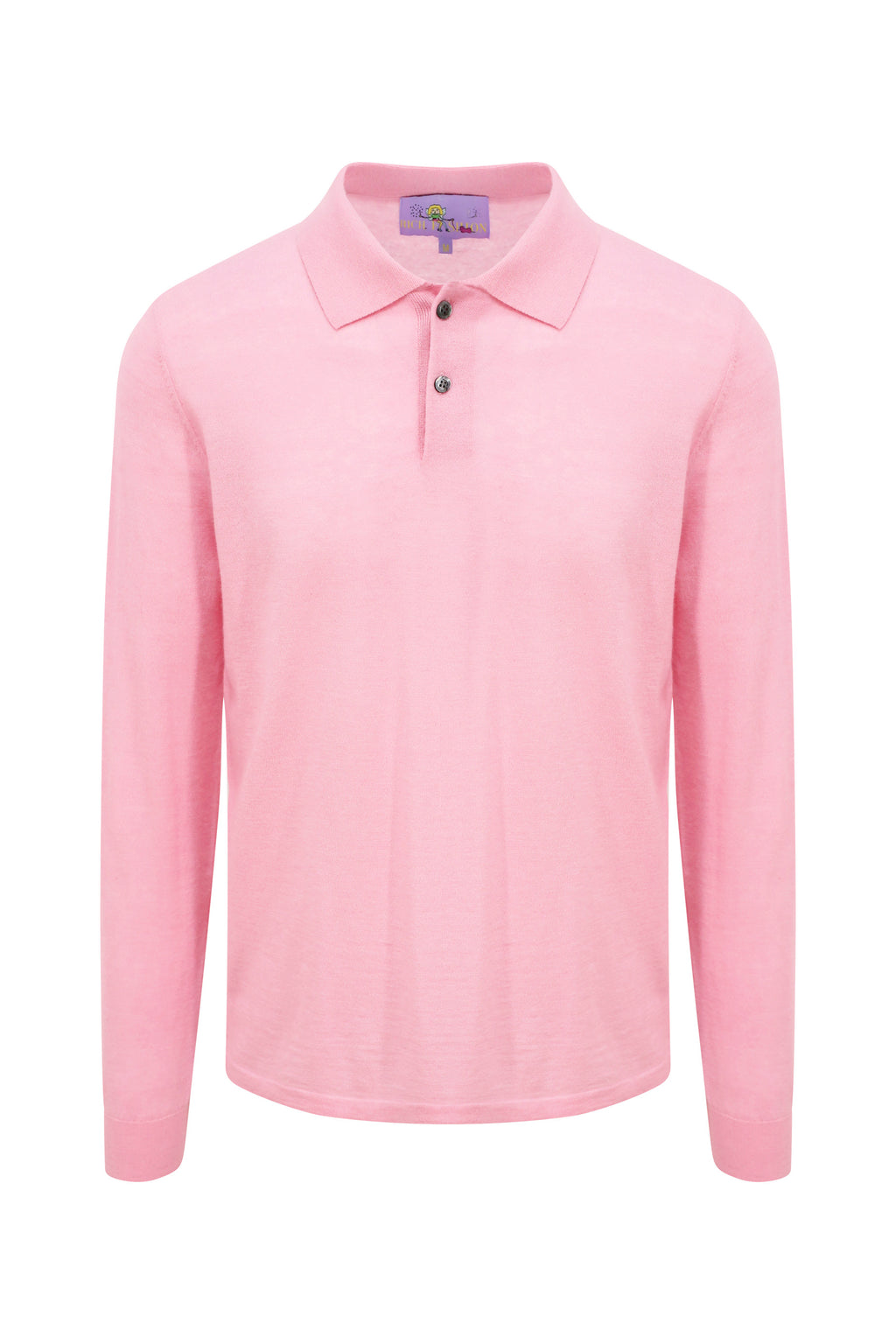 Pink Cashmere Long Sleeve Polo Shirt