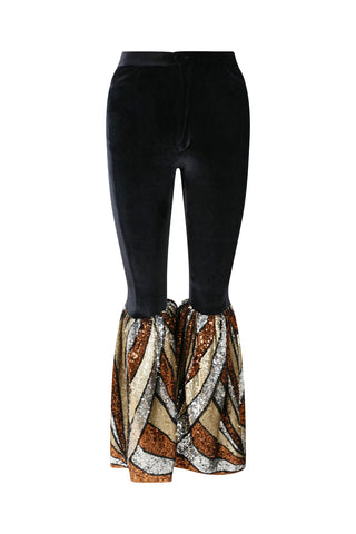 Ilona Rich Bronze Geometrical Sequin Wide Leg Trousers