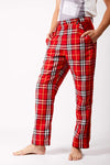 Adrian Schachter Checkered Trousers with Velvet Stripe