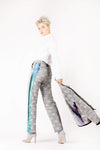 Ilona Rich Purple Geometrical Sequin Wide Leg Trousers
