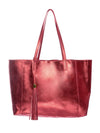 Red Leather Tote Bag with Chain Straps
