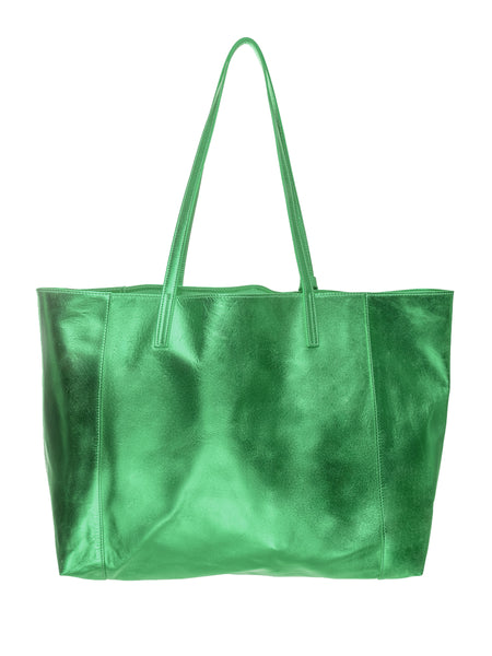 Metallic leather bag sales
