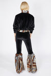 Ilona Rich Black Velvet Gold Sequin Flared Trousers
