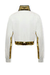 Ilona Rich White Velvet Gold Sequin Detail Crop Jacket