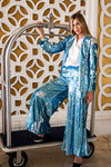 Ilona Rich Blue & Silver Sequin Wide Leg Trousers