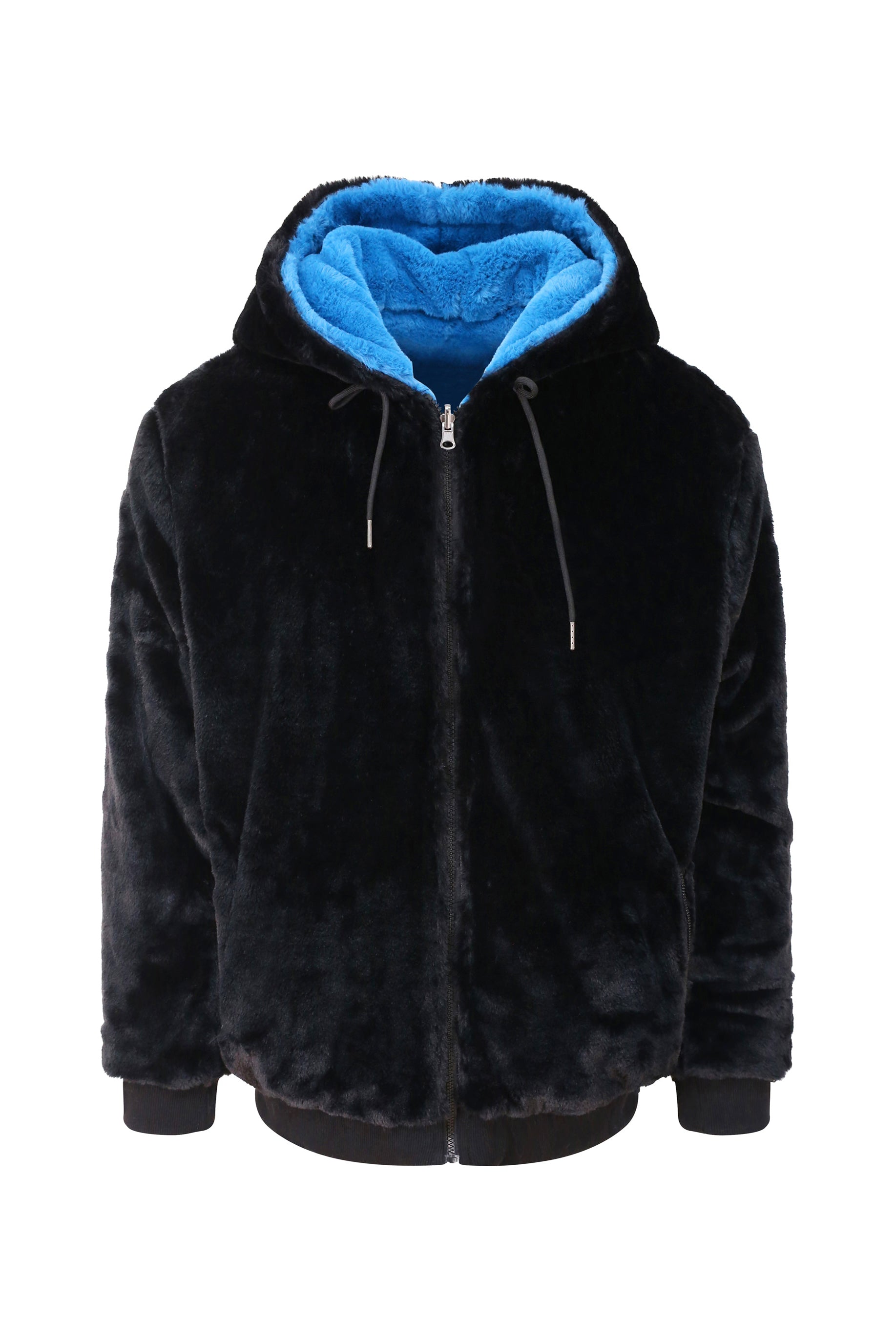 Unisex Reversible Faux Fur Hoodie Rich Fashion