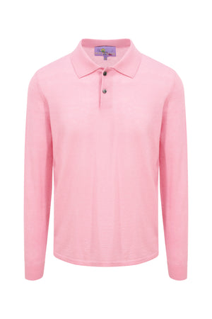 Pink Cashmere Long Sleeve Polo Shirt
