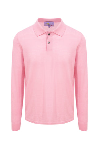 Unisex Pink Cashmere Polo Shirt-L-Pink