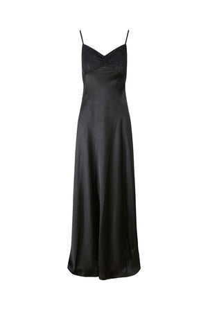 Satin Strappy Maxi Dress (Grey & Black)