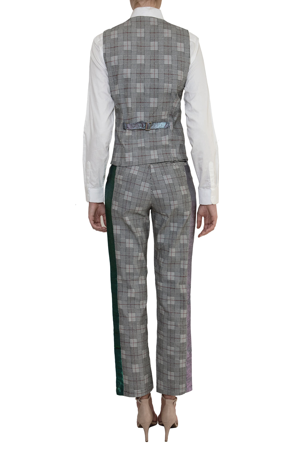 Adrian Schachter Grey Checkered Suit Waistcoat