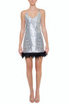 Ilona Rich Bronze Geometric Tassel Sequin Dress