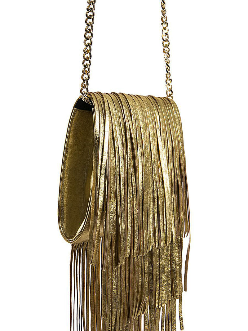 Gold Fringe Leather Bag – Rich Fashion - Main Image
