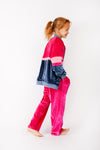 Kids Pink Velour Track Jacket