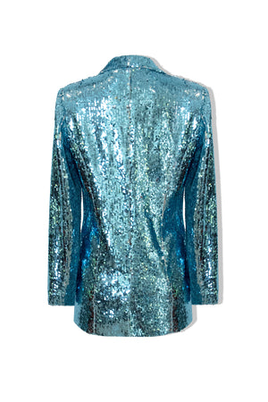 Ilona Rich Blue & Silver Sequin Single Breasted Blazer