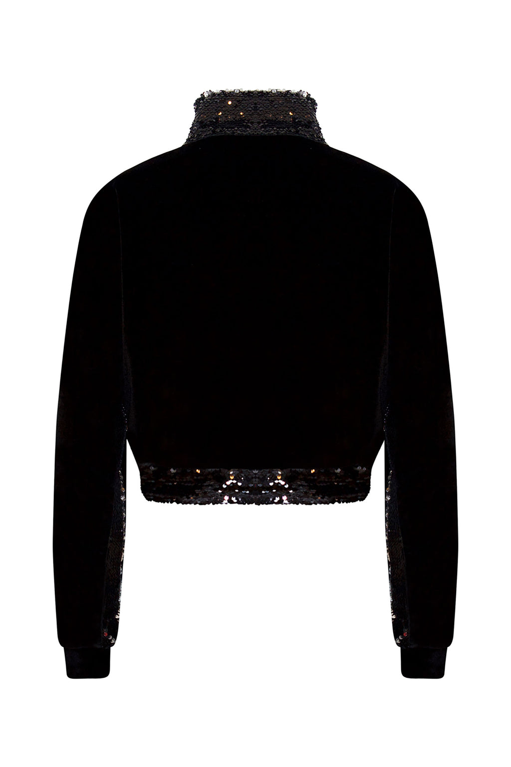 Ilona Rich Black Velvet Sequin Detail Crop Jacket