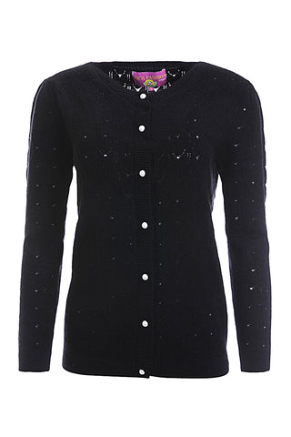Star Print Cashmere Belted Cardigan
