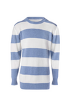 Navy Blue Striped Cashmere Jumper-Extra Large