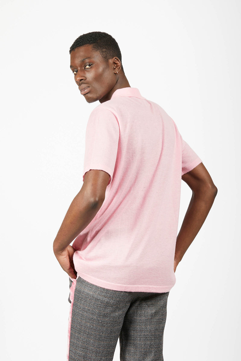 Unisex Pink Cashmere Polo Shirt