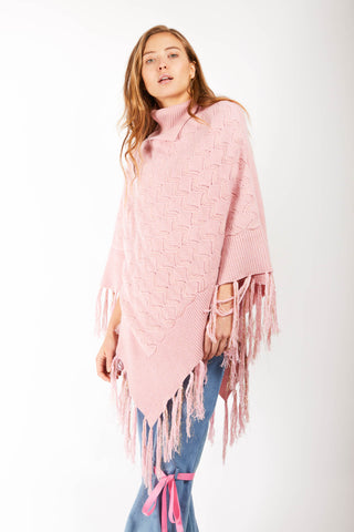Lace Knit Cashmere Pink Cardigan