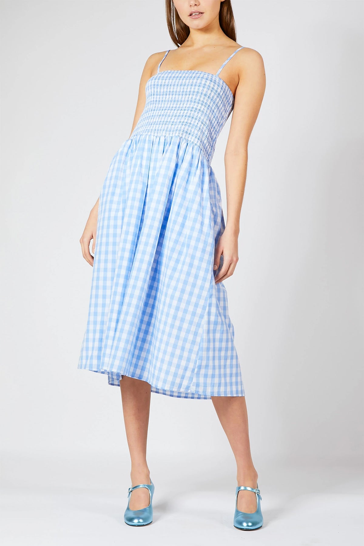 knee length dresses for ladies Mimi Black Gingham Midi | Smock Midi Dress