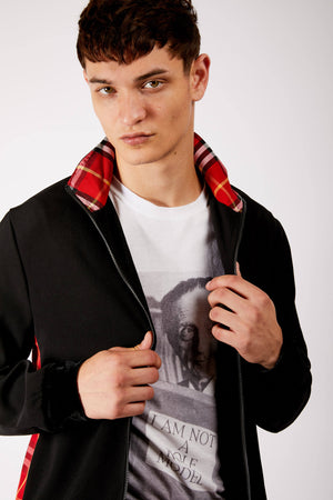 Adrian Schachter Bomber Jacket with Tartan Detail