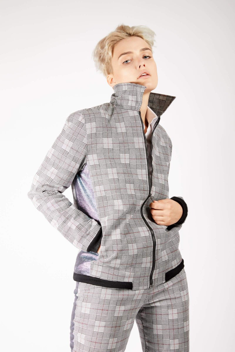 Adrian Schachter Grey Checkered Jacket-XL