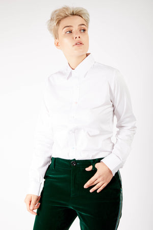Adrian Unisex Classic White Button Up Shirt with Odd Buttons