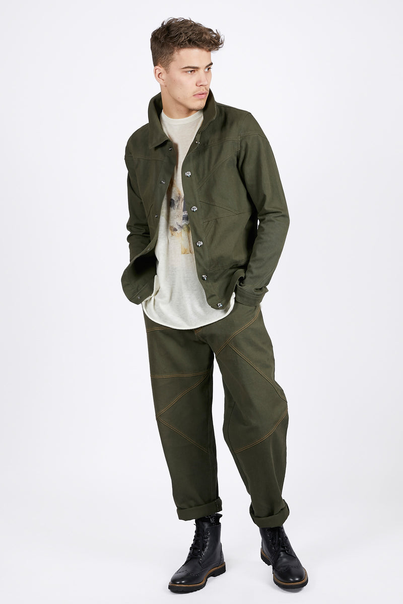 Adrian Unisex Olive Green Denim Jacket