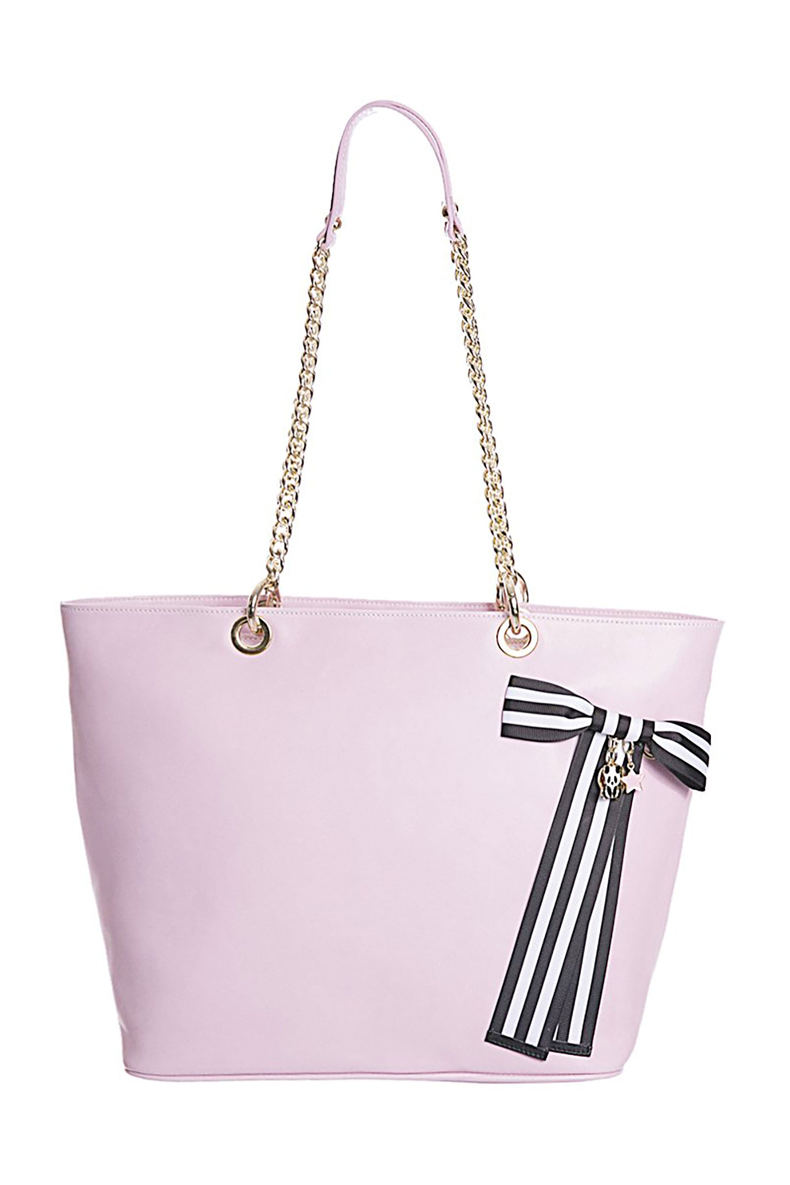 Pink Leather Tote Bag with Chain Straps – Rich Fashion