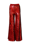 Ilona Rich Red & Gold Sequin Wide Leg Trousers