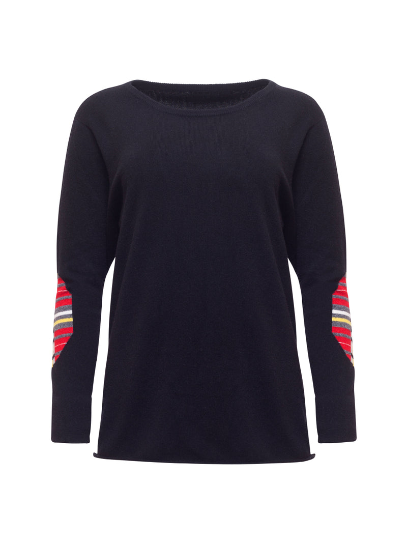 Unisex Cashmere Jumper with Tartan Elbow Patches