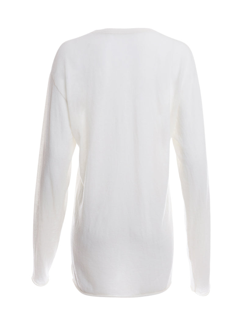 White Unisex Cashmere Long Sleeve Jumper
