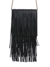 Black Leather Bag with Detachable Tassels