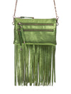 Metallic Leather Satchel Bag with Rainbow Tassel