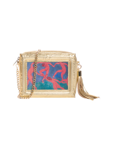 Water Lilies Framed Gold Leather Bag