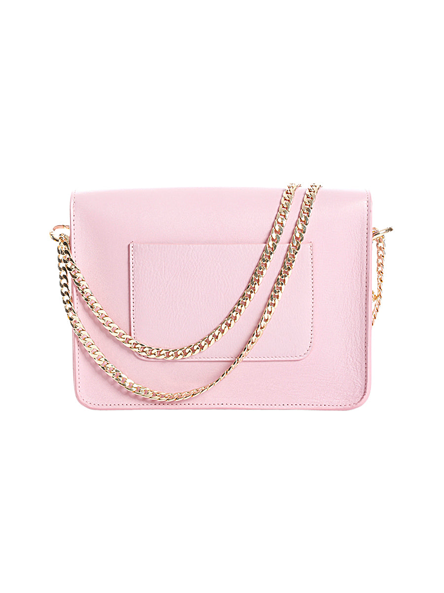 Pink Leather Shoulder Bag with Detachable Panda Purse – Rich