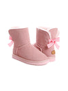 Pink Bow Detail Sheepskin Winter Boots