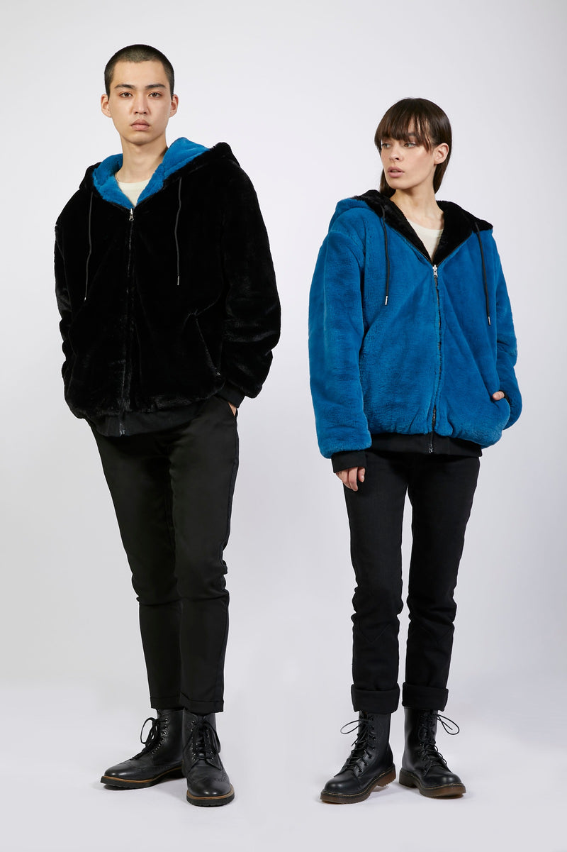 Unisex Reversible Faux Fur Hoodie