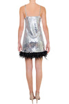 Black Feather Sequin Party Dress