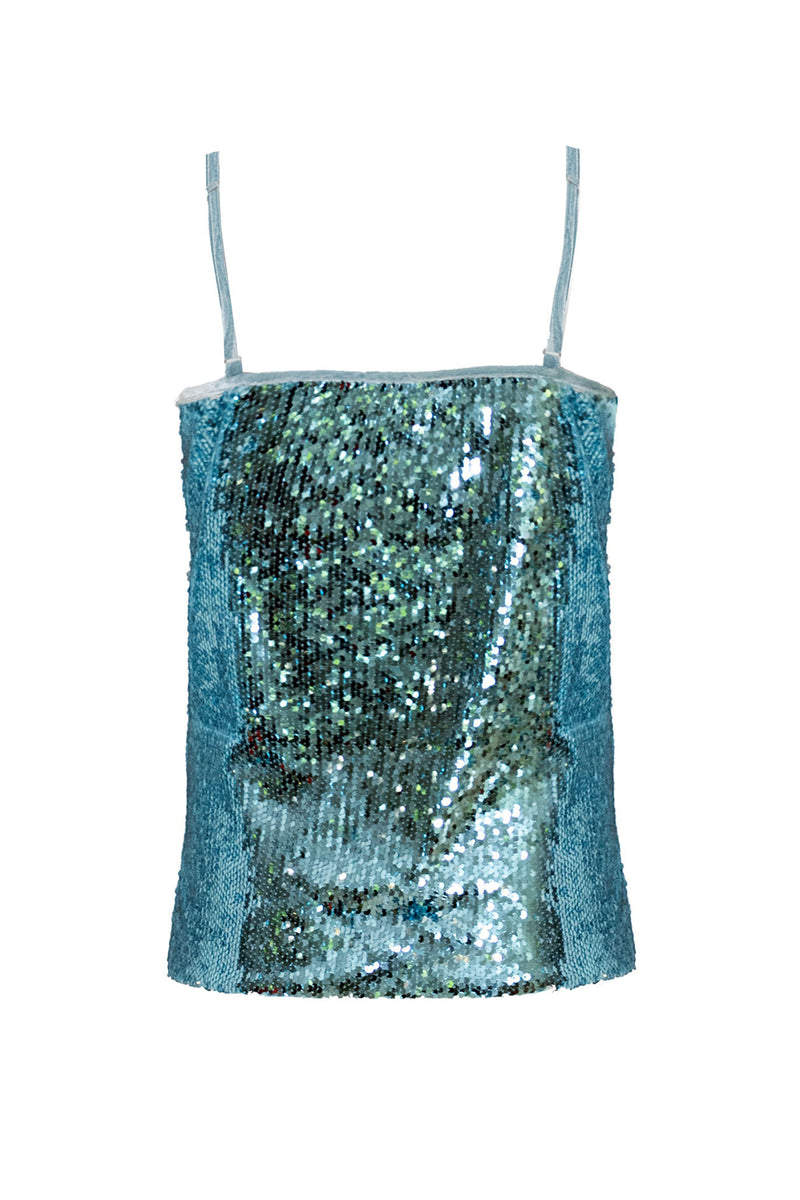 Ilona Rich Blue & Silver Sequin Cami Top