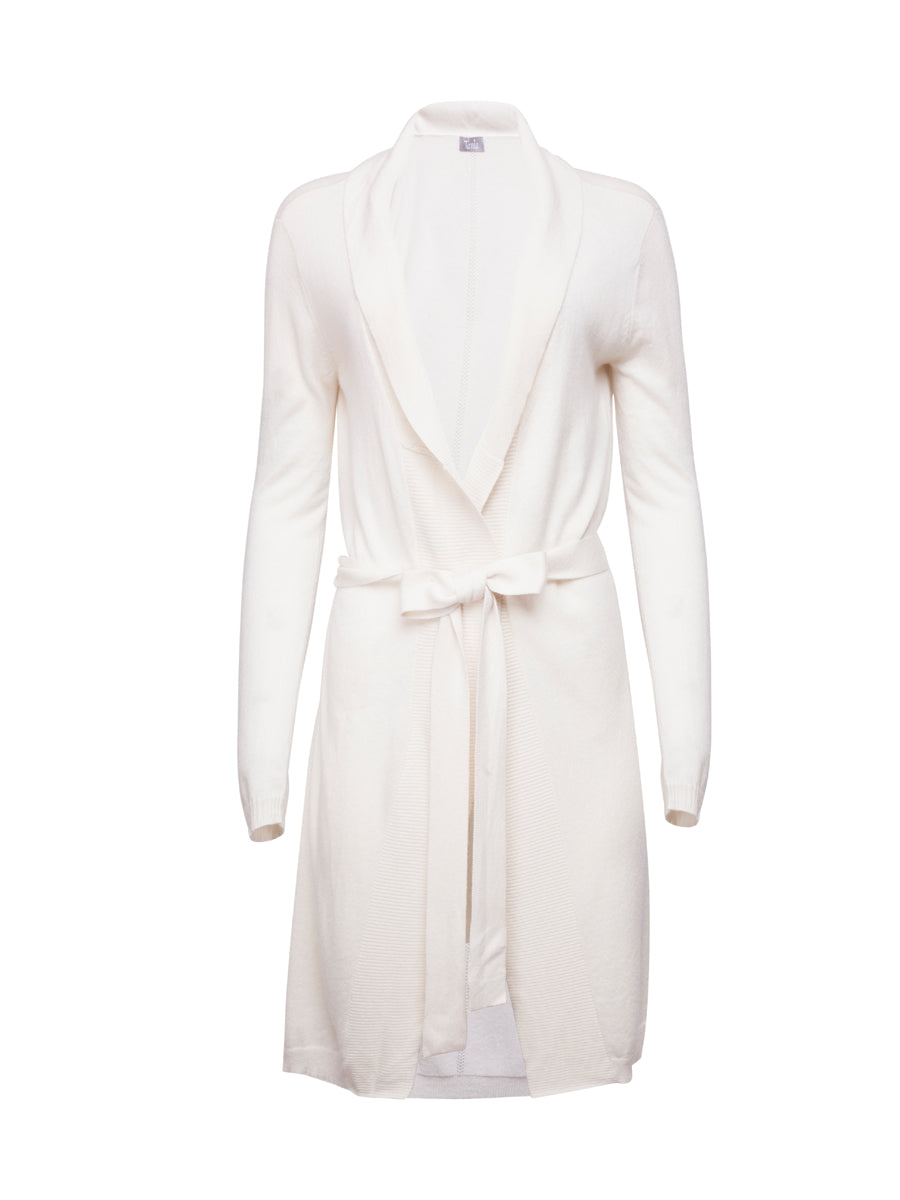 White Belted Cashmere Cardigan